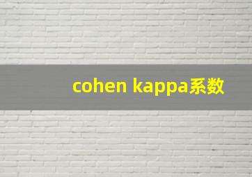 cohen kappa系数